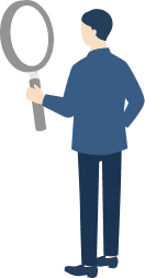 虫眼鏡を持った男性